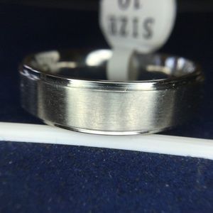 Step edge brush finish unisex wedding band 3-14